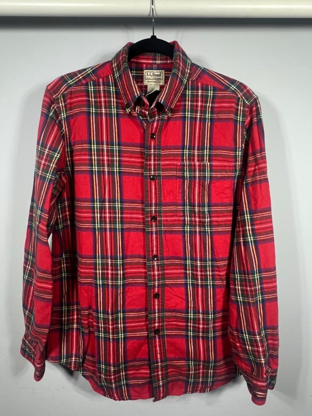 LL Bean Shirt Mens Traditional Fit Flannel Button Down Small Cotton Cabincore
